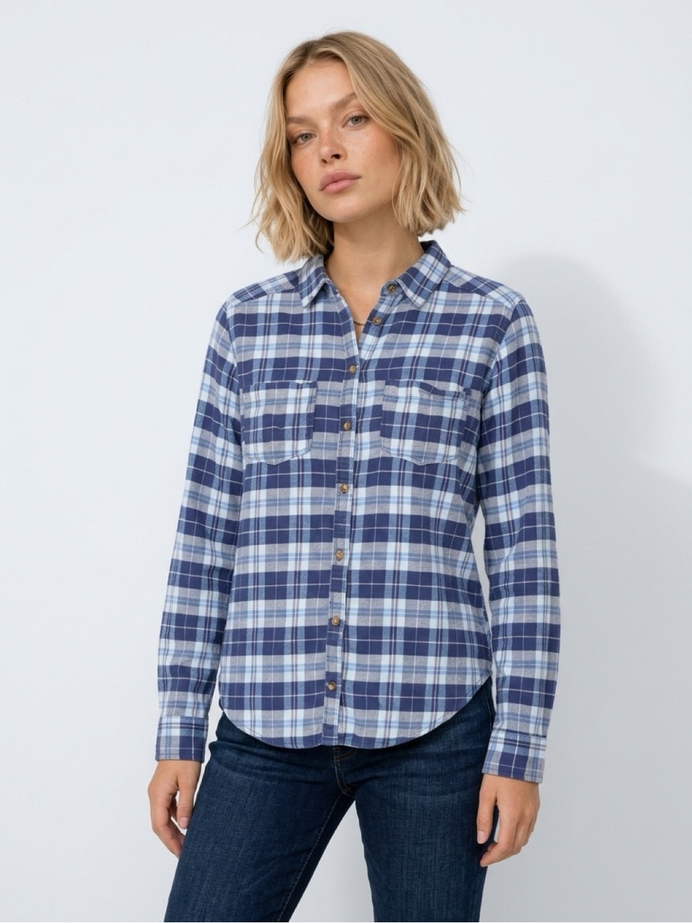 Hollister Blue Plaid Button-Front Shirt Large